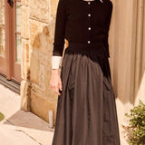 Little Parni Black Taffeta Maxi Skirt