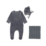 Bee & Dee Hydrangea Blue Crochet Velour Take Me Home Set