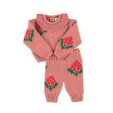 Piupiuchick Pink Flower Knit Set