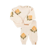 Piupiuchick Ecru Flower Knit Set