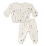 Quincy Mae Blue Daisy Ruffle Sweat Set