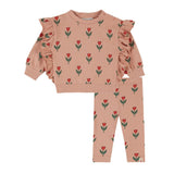 Emile Et Ida Pink Printed Flounce Set