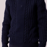 Cottier Navy Sean Cable Knit Sweater