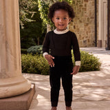 Little Parni Black Velour Overall Set