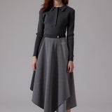 Soir Grey Claudia Wrap Midi Skirt