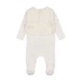 Bee & Dee White Crochet Vest Footie Set