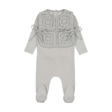Bee & Dee London Fog Crochet Vest Footie Set