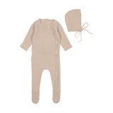 Bee & Dee Oat Crochet Trim Wrap Footie Set