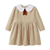 Nou Nelle Tan Crushed Velour Tie Dress