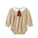 Nou Nelle Tan Crushed Velour Tie Romper