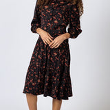 Goldthreads Black/Red Floral Dress