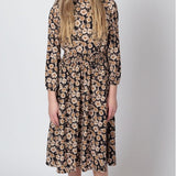 Goldthreads Black/Mustard Floral Waisted Dress