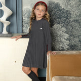 Nou Nelle Dark Grey Pleated Button Dress