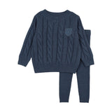 Analogie Vintage Blue Chunky Cable Knit Set