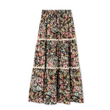 Tustello Floral Scalloped Tiered Maxi Skirt