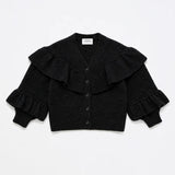 Maison Mangostan Black Ruffles Knitted Cardigan