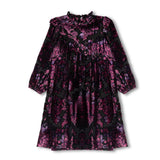 Papillon Floral Velvet Flower Ruffle Dress