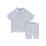 Le Bourdon Light Blue Cable Knit Shorts Set