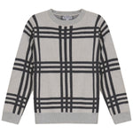 Blumint Cream/Charcoal Plaid Round Neck Sweater