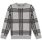Blumint Cream/Charcoal Plaid Round Neck Sweater