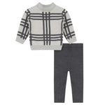 Blumint Cream/Charcoal Plaid Mock Neck Set