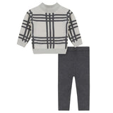 Blumint Cream/Charcoal Plaid Mock Neck Set