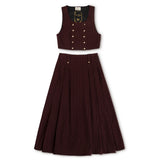 Bonjour Burgundy Teen Pinstripe Wool Vest Set