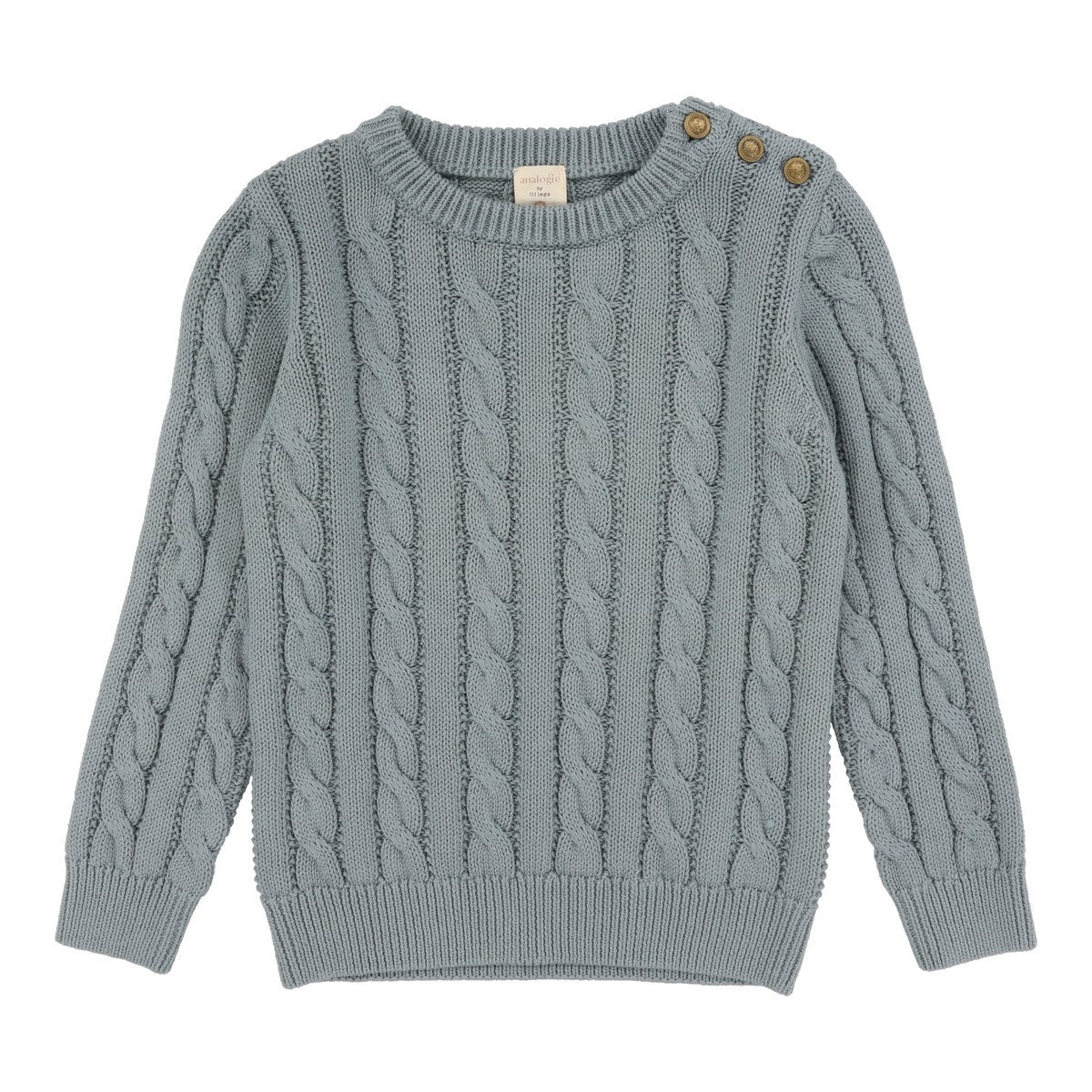 Analogie Dusty Blue Cable Knit Sweater
