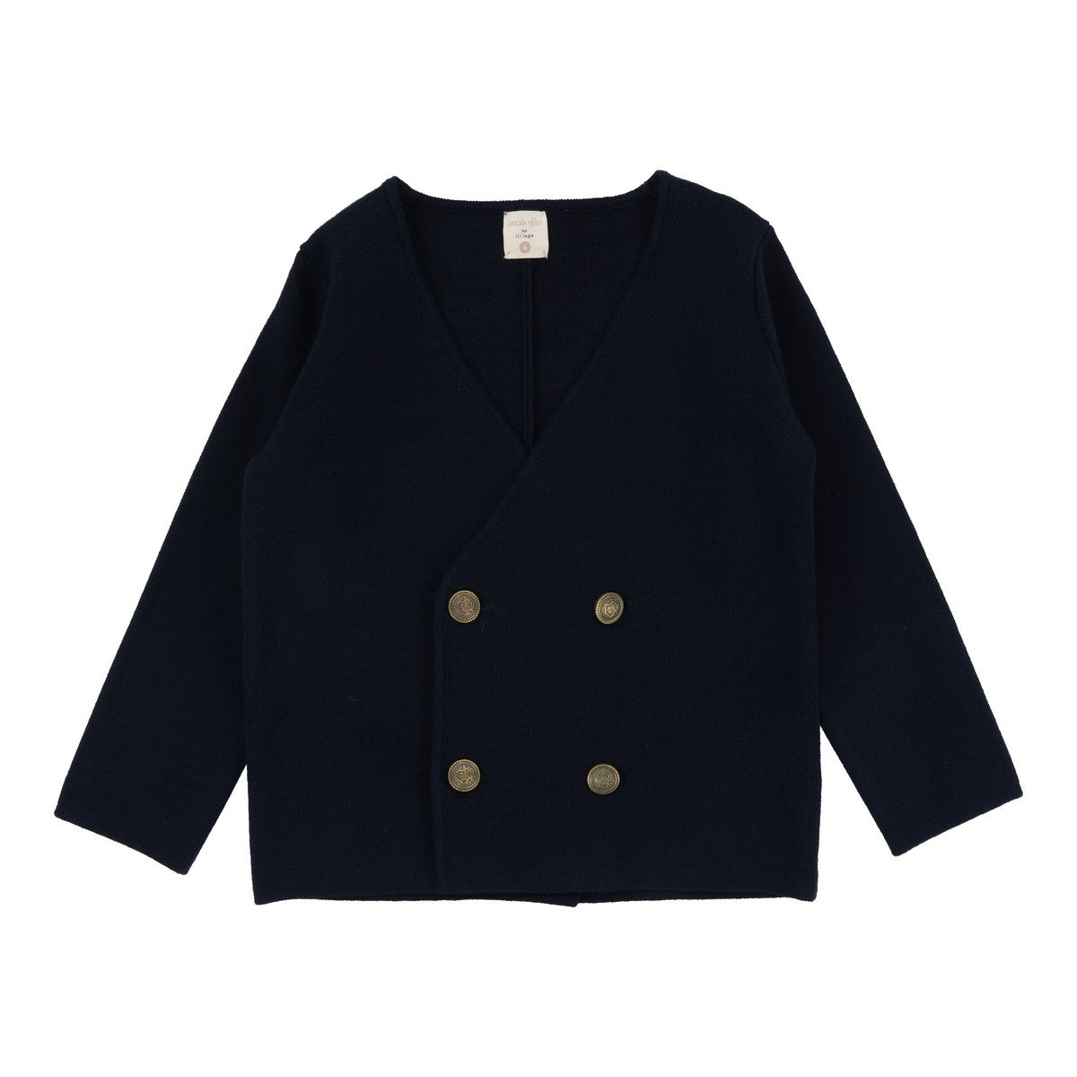 Analogie Navy Double Breasted Knit Blazer