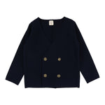 Analogie Navy Double Breasted Knit Blazer