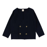 Analogie Navy Double Breasted Knit Blazer