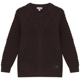 Mann Brown Braided Cable Knit Sweater
