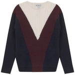 Blumint Navy/Burgundy Ribbed V Detail Sweater