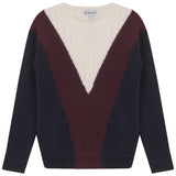 Blumint Navy/Burgundy Ribbed V Detail Sweater