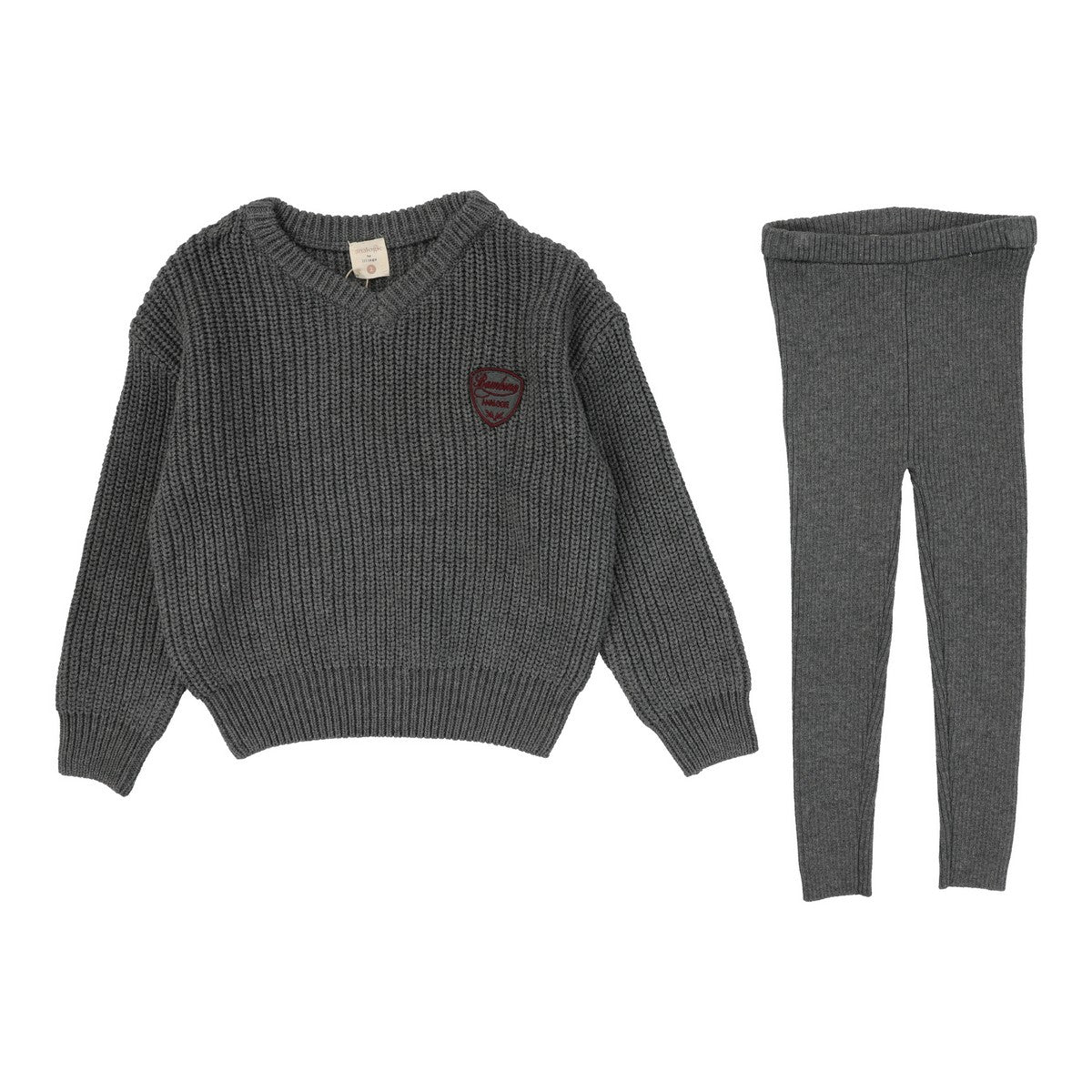 Analogie Mid Grey Knit VNeck Toddler Set