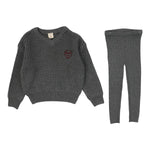 Analogie Mid Grey Knit VNeck Toddler Set