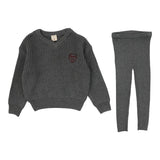 Analogie Mid Grey Knit VNeck Toddler Set