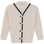 Blumint Cream/Black Contrast Trim Cardigan Mock Neck