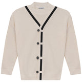 Blumint Cream/Black Contrast Trim Cardigan Mock Neck