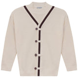 Blumint Cream/Burgundy Contrast Trim Cardigan Mock Neck