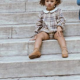 Coco Blanc Blue Plaid Romper