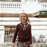 Coco Blanc Burgundy Ruffle Collar Sweater