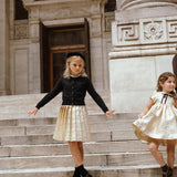 Coco Blanc Gold Pleated Skirt