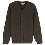Mann Olive Chunky Knit Cable Detail Cardigan