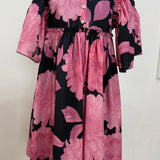 Christina Rohde Hot Pink Floral Flutter Sleeve Dress