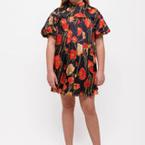 Christina Rohde Red Floral Pleated Dress