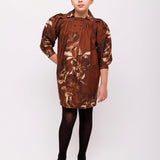 Olivia Rohde Brown Large Floral Button Collar Dress