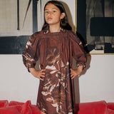 Olivia Rohde Brown Large Floral Button Collar Dress