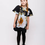 Christina Rohde Black Large Floral Quilted Dress