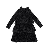 Christina Rohde Black Velvet Print Tiered Dress